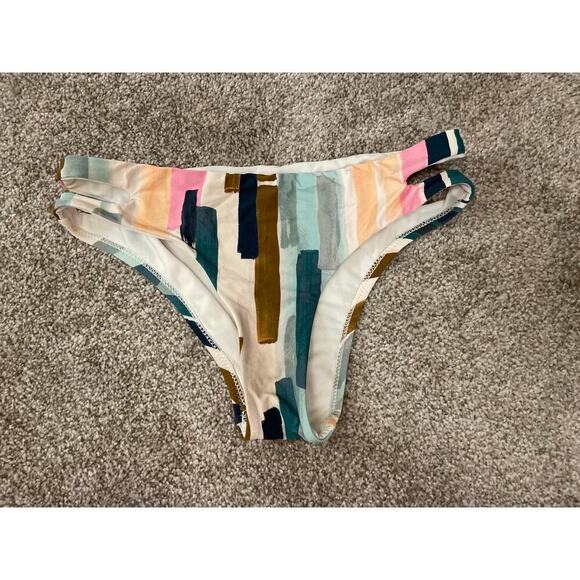 Bikini Lab Bandeau Bikini Swimsuit Top& Cutout Hipster Bottom in Paint Party,S - Picture 7 of 8